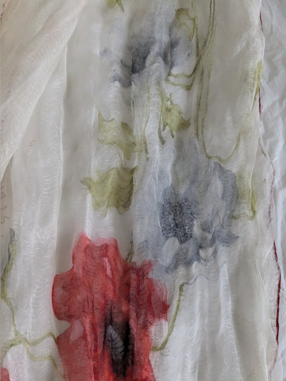 Ostinelli Sheer White Floral Scarf - Picture 2 of 5